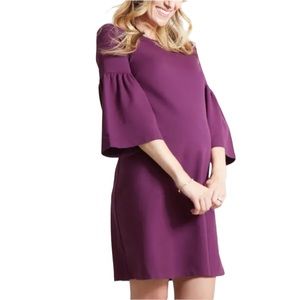 Ingrid & Isabel Ponte Bell Sleeve Maternity Dress Plum size Small